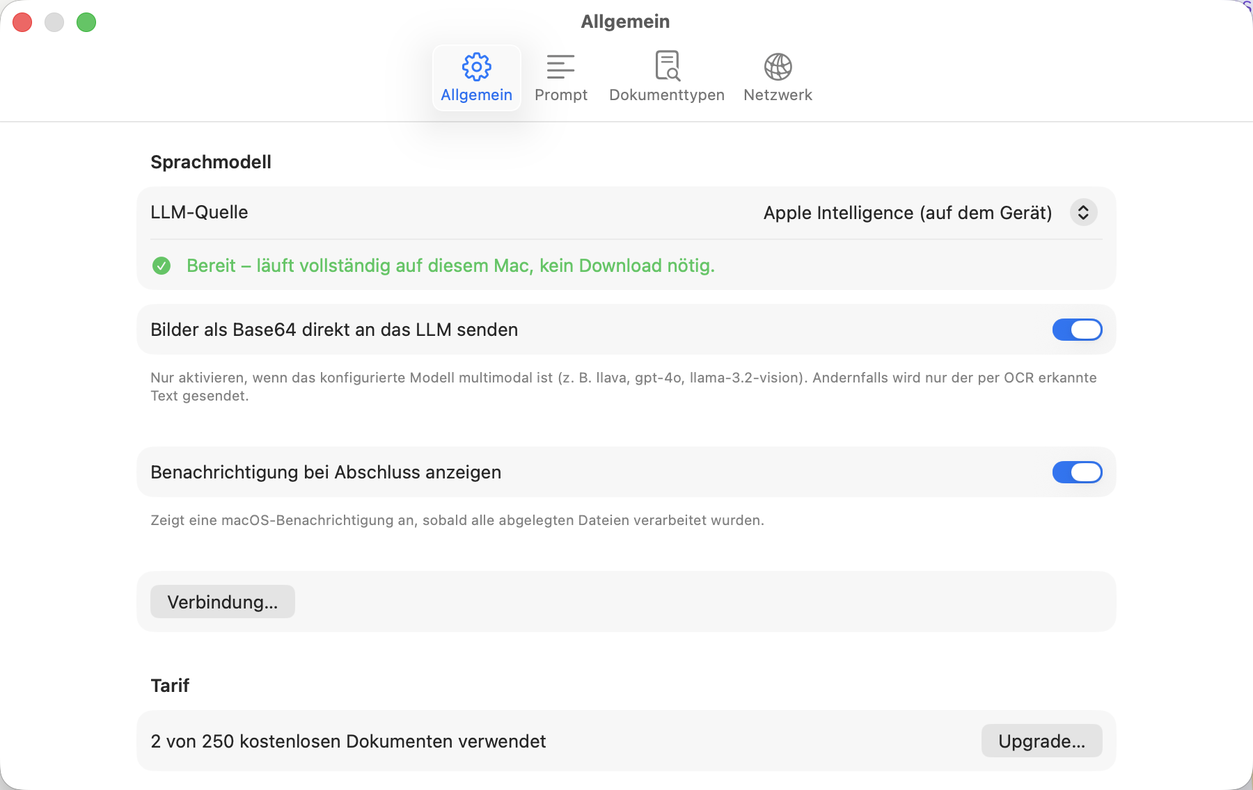 Einstellungen – Allgemein