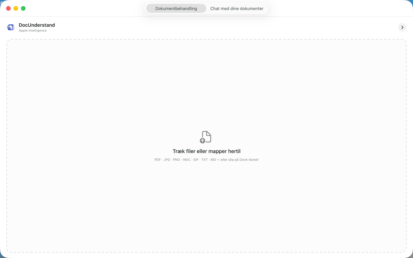 DocUnderstand – hovedvindue