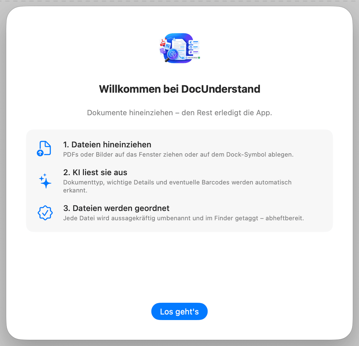 Ersteinrichtung – Willkommen
