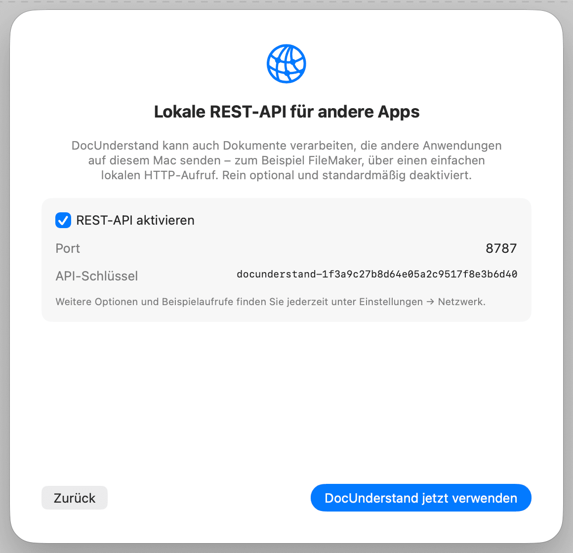 Ersteinrichtung – REST-API