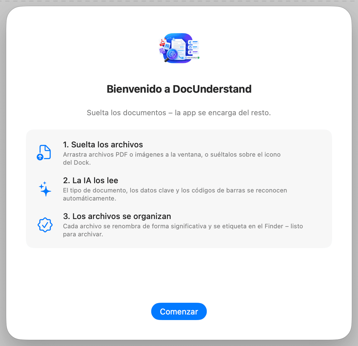 Configuración inicial: bienvenida
