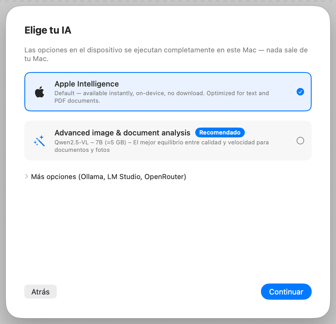 Configuración inicial: elegir la IA