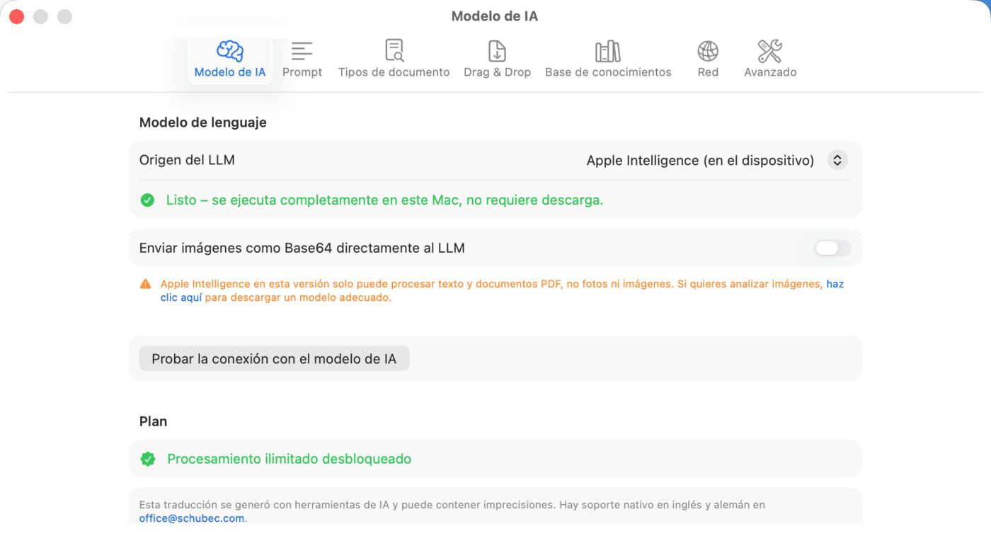 Ajustes: Modelo de IA, Apple Intelligence