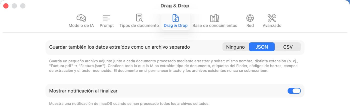 Ajustes: Drag & Drop