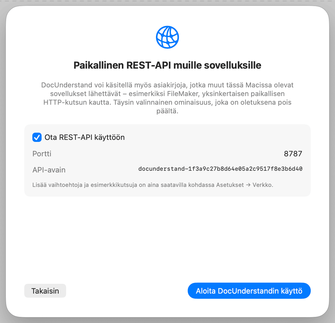 Käyttöönotto – REST-API