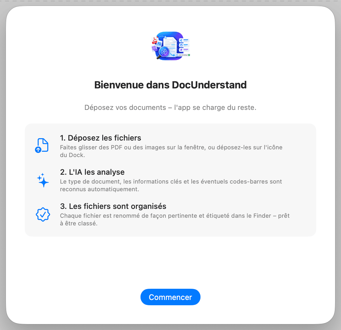 Configuration initiale – Bienvenue