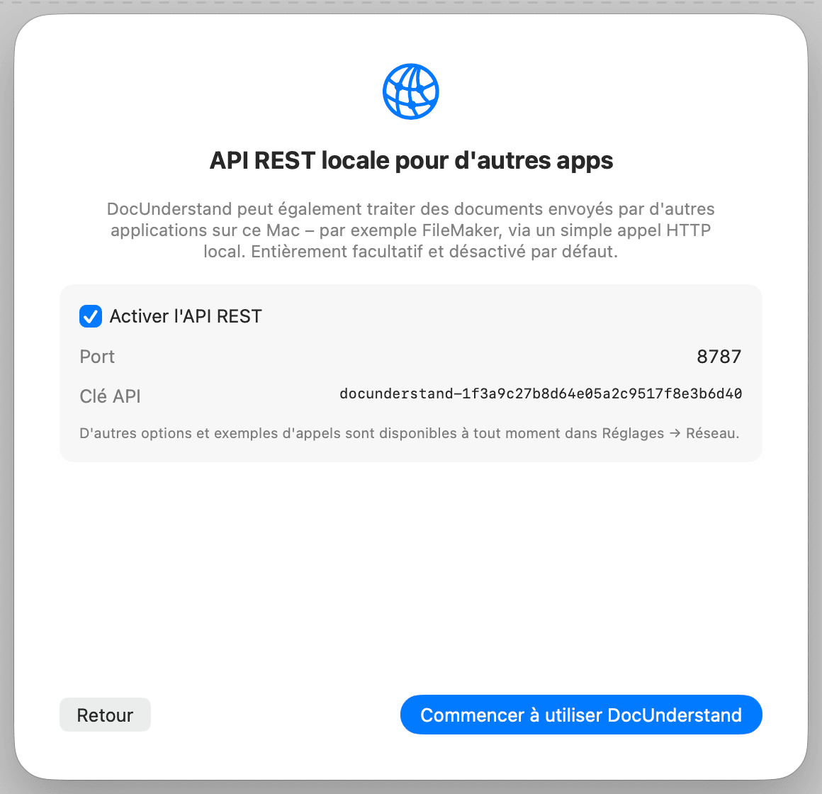 Configuration initiale – API REST