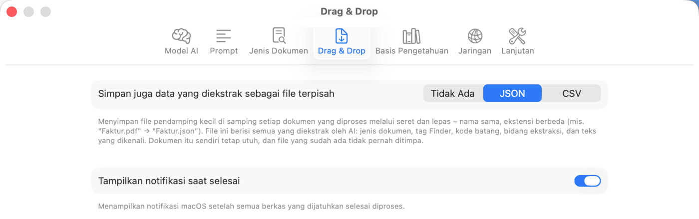 Pengaturan – Drag & Drop