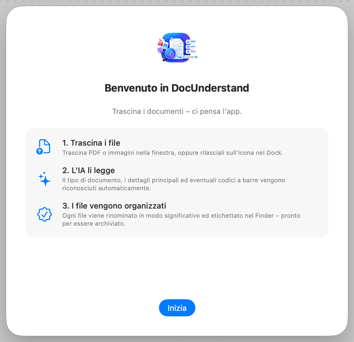 Configurazione iniziale – Benvenuto