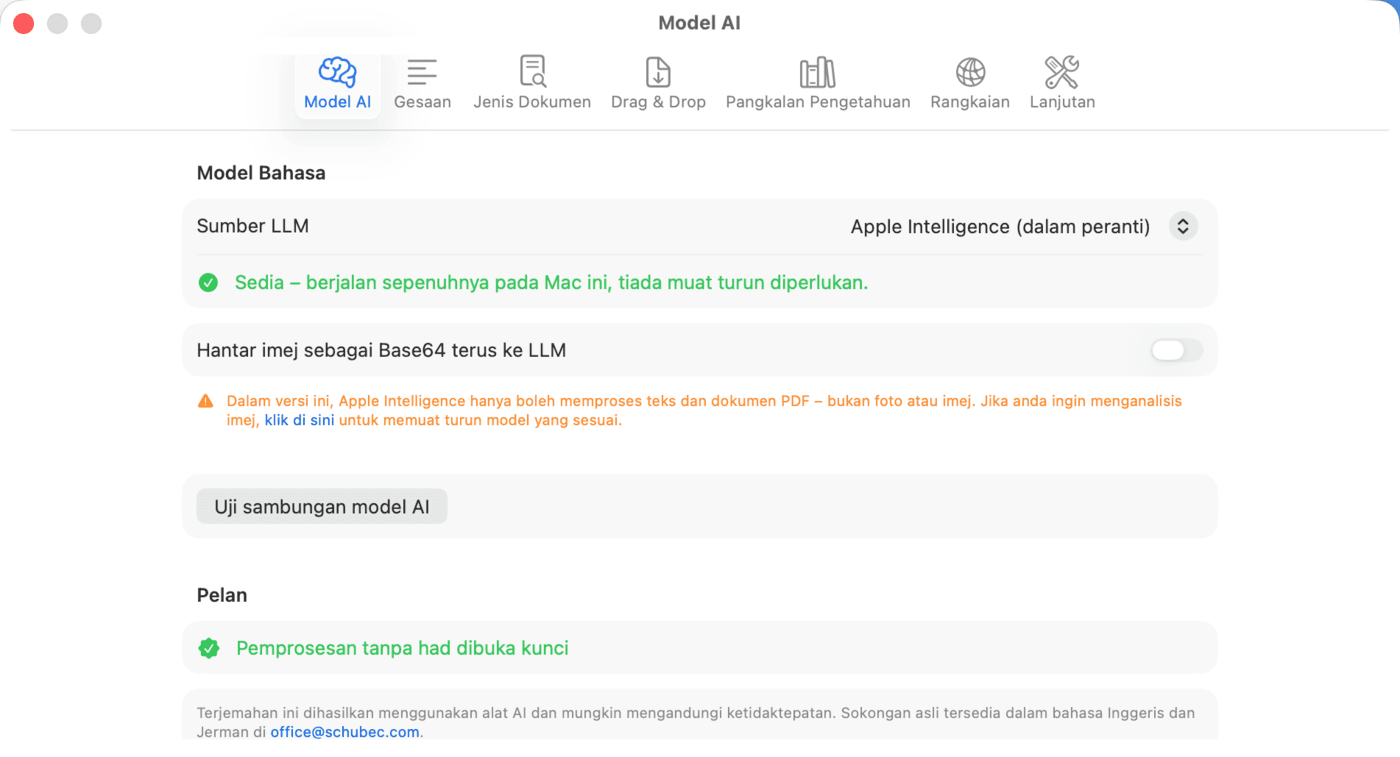 Tetapan – Model AI – Apple Intelligence