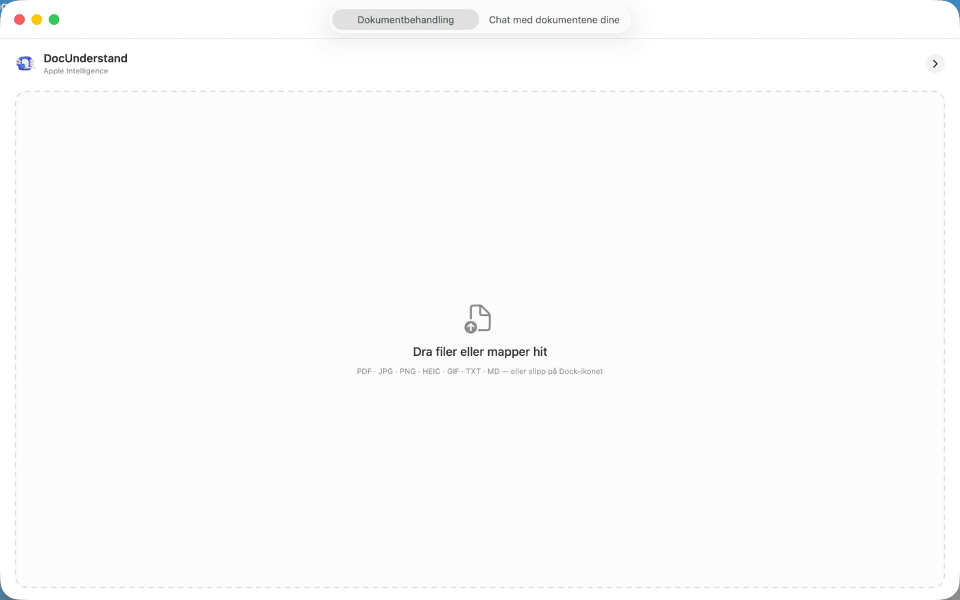 DocUnderstand – hovedvindu