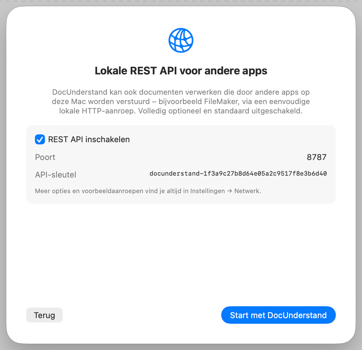 Eerste installatie – REST-API