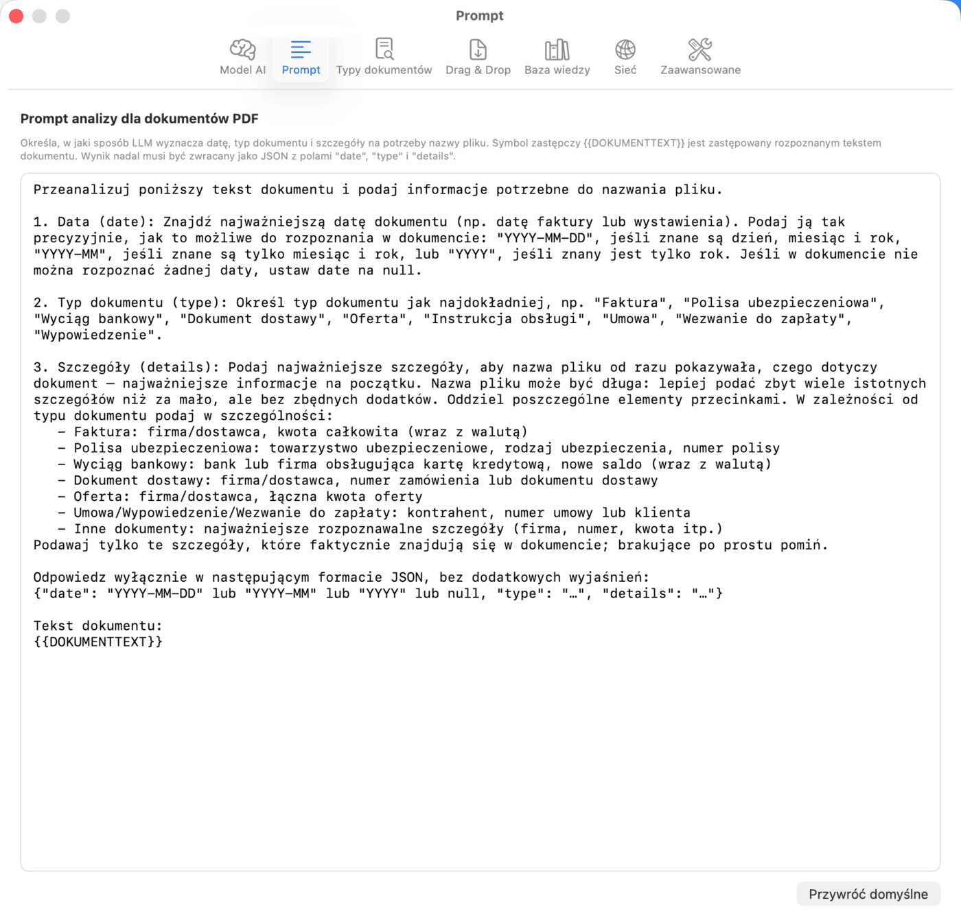 Ustawienia – Prompt