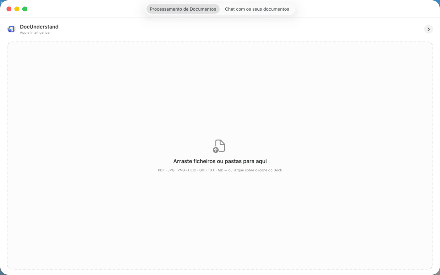 DocUnderstand – Janela principal
