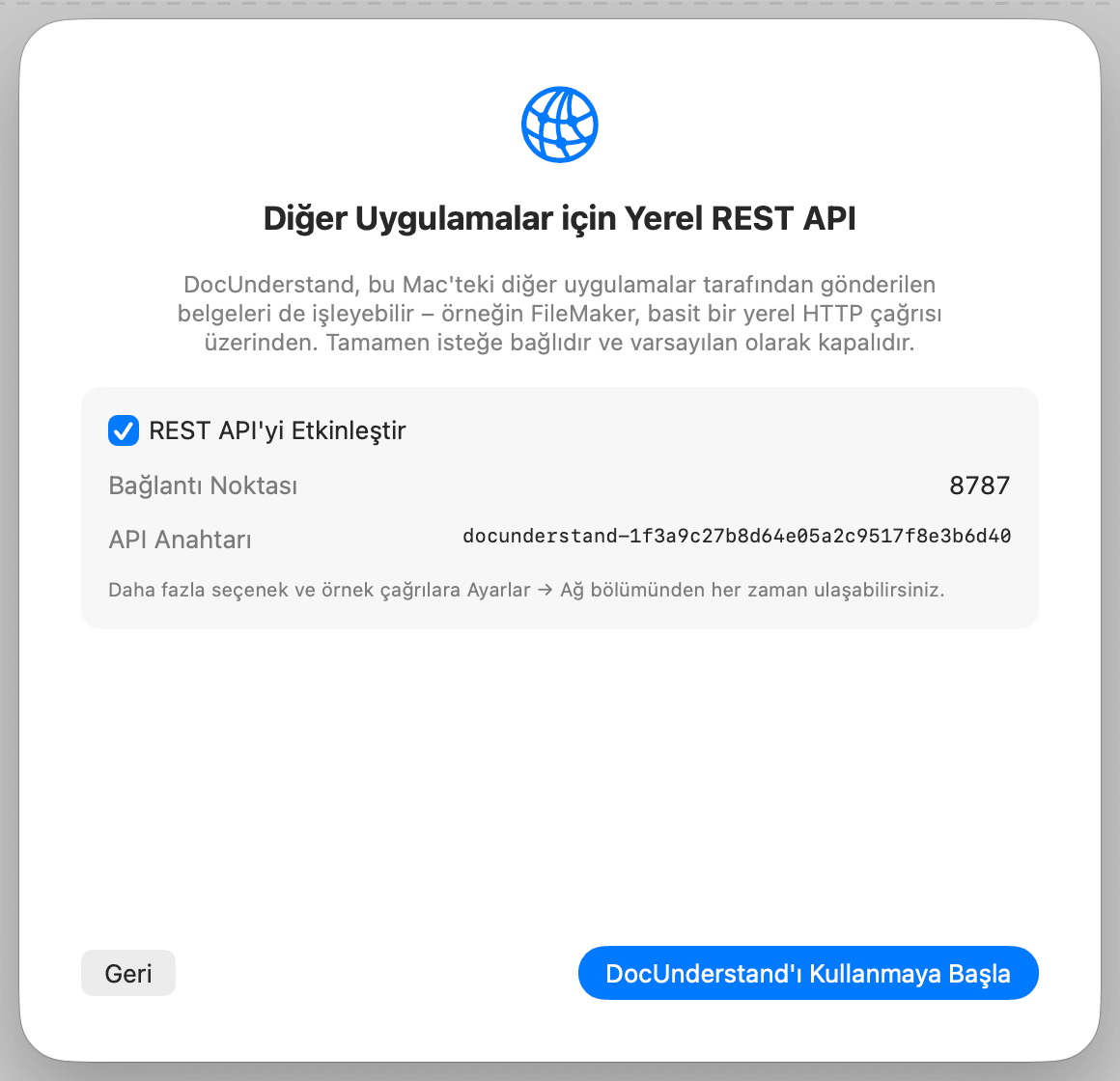 İlk kurulum – REST API