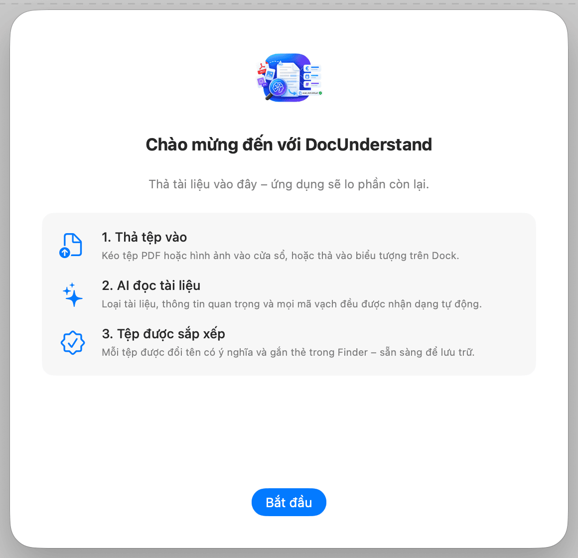 Thiết lập ban đầu – Chào mừng