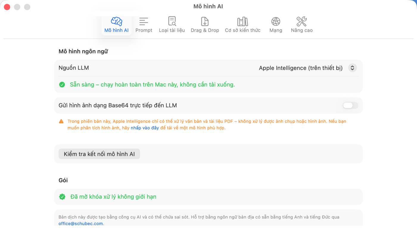 Cài đặt – Mô hình AI – Apple Intelligence